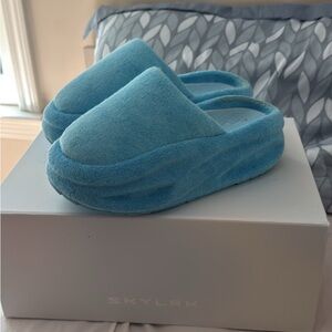 SkyLRK Blue Plush Slippers